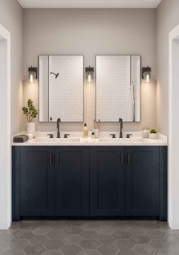 White and blue bathroom