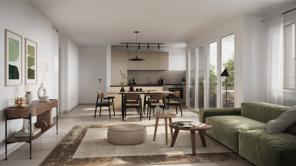 light living room in a modern style in natural light