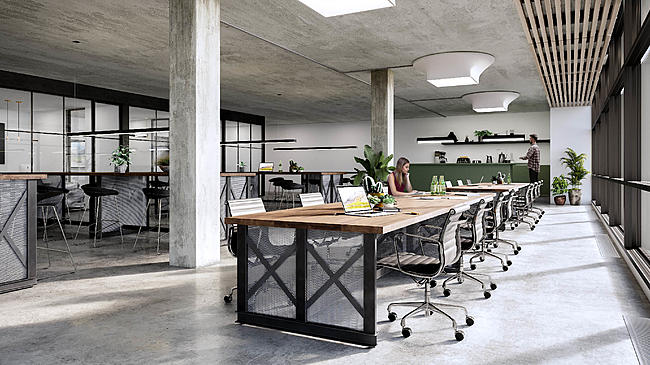 Darstellung eines Büros mit natürlichem Licht