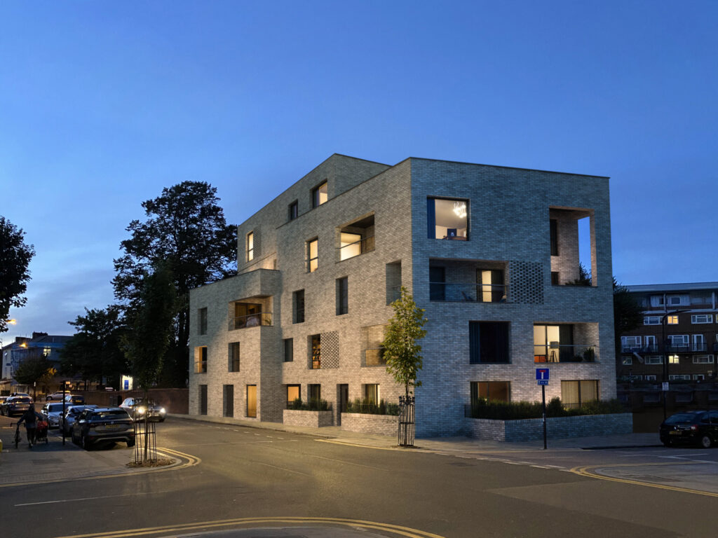 London street rendering in twilight