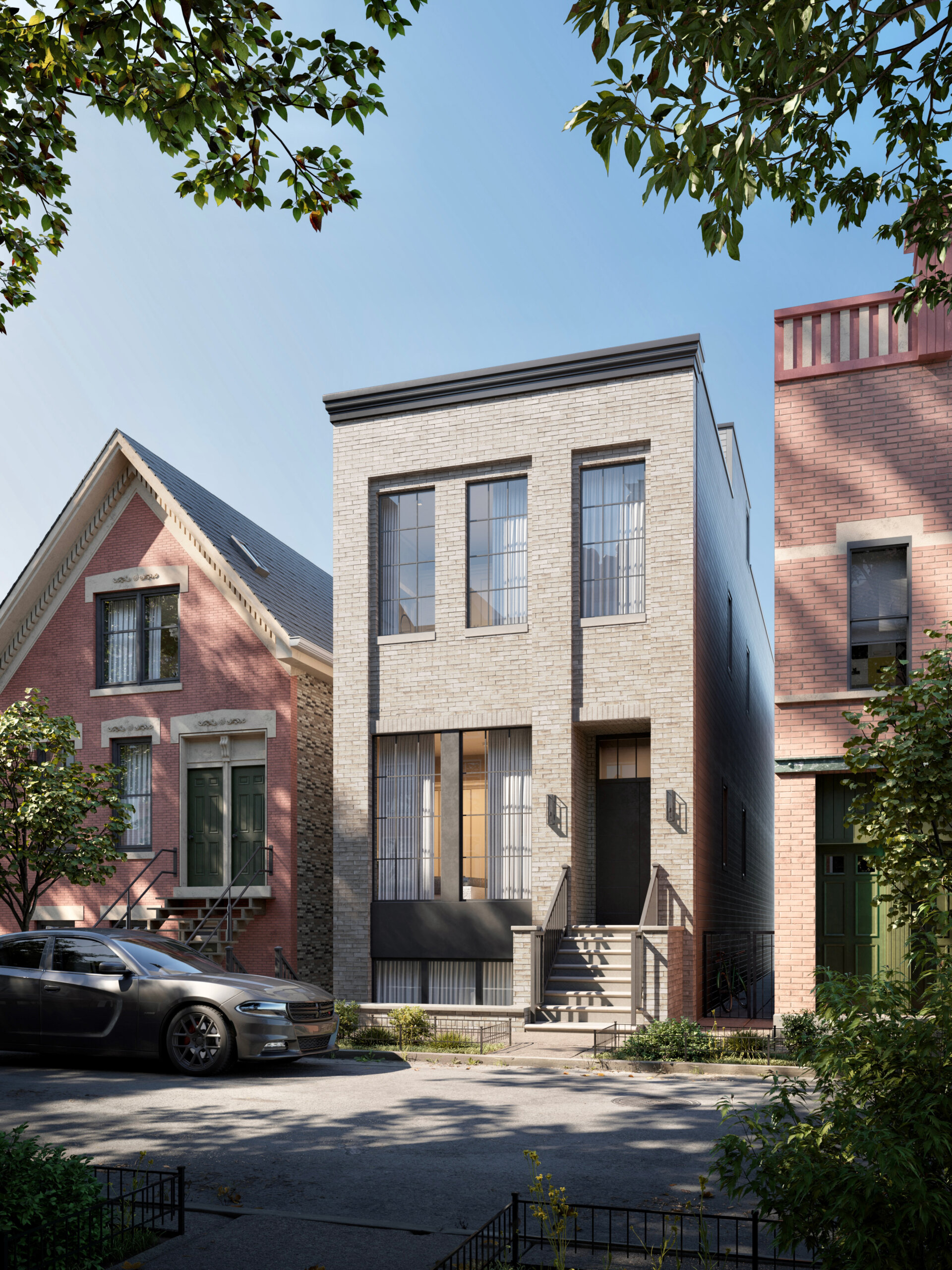 architectural rendering on the house in Chicago