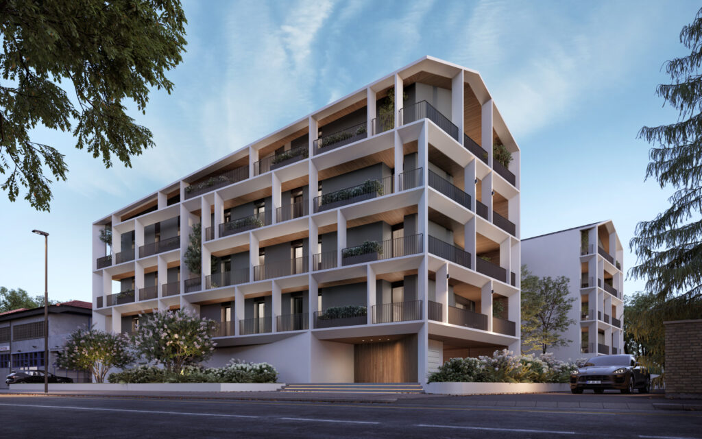 Modern style white and grey building in Italy