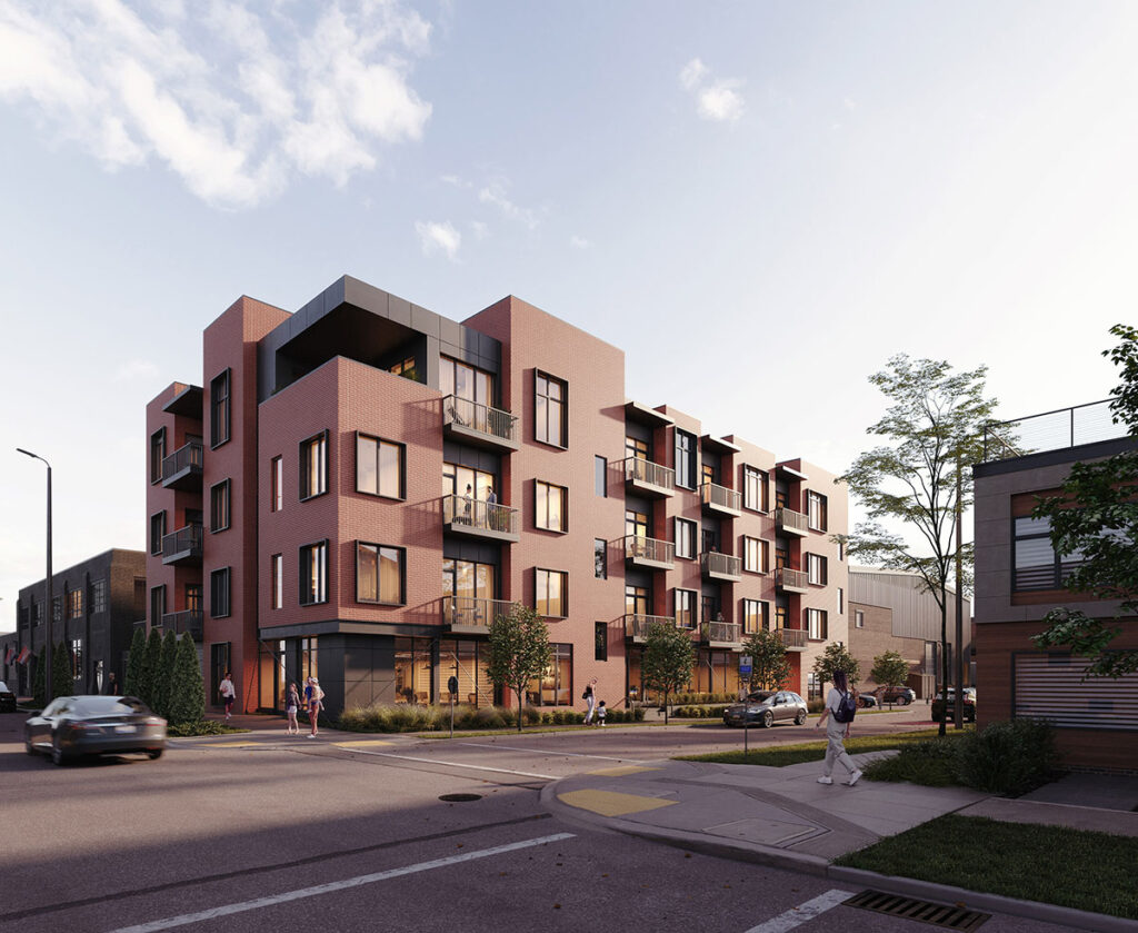rendering of modern style house made from bricks