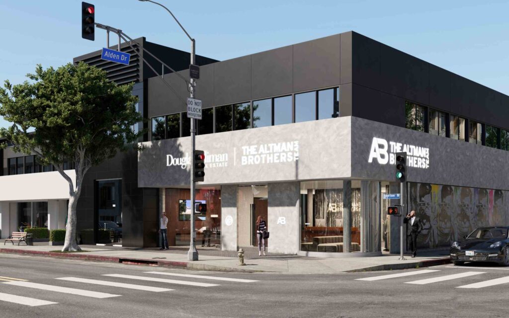 A 3D exterior render shows the Altman Brothers office building in Los Angeles