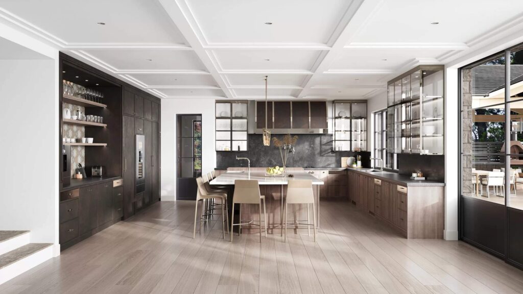 interior. rendering of the kitchen in light color
