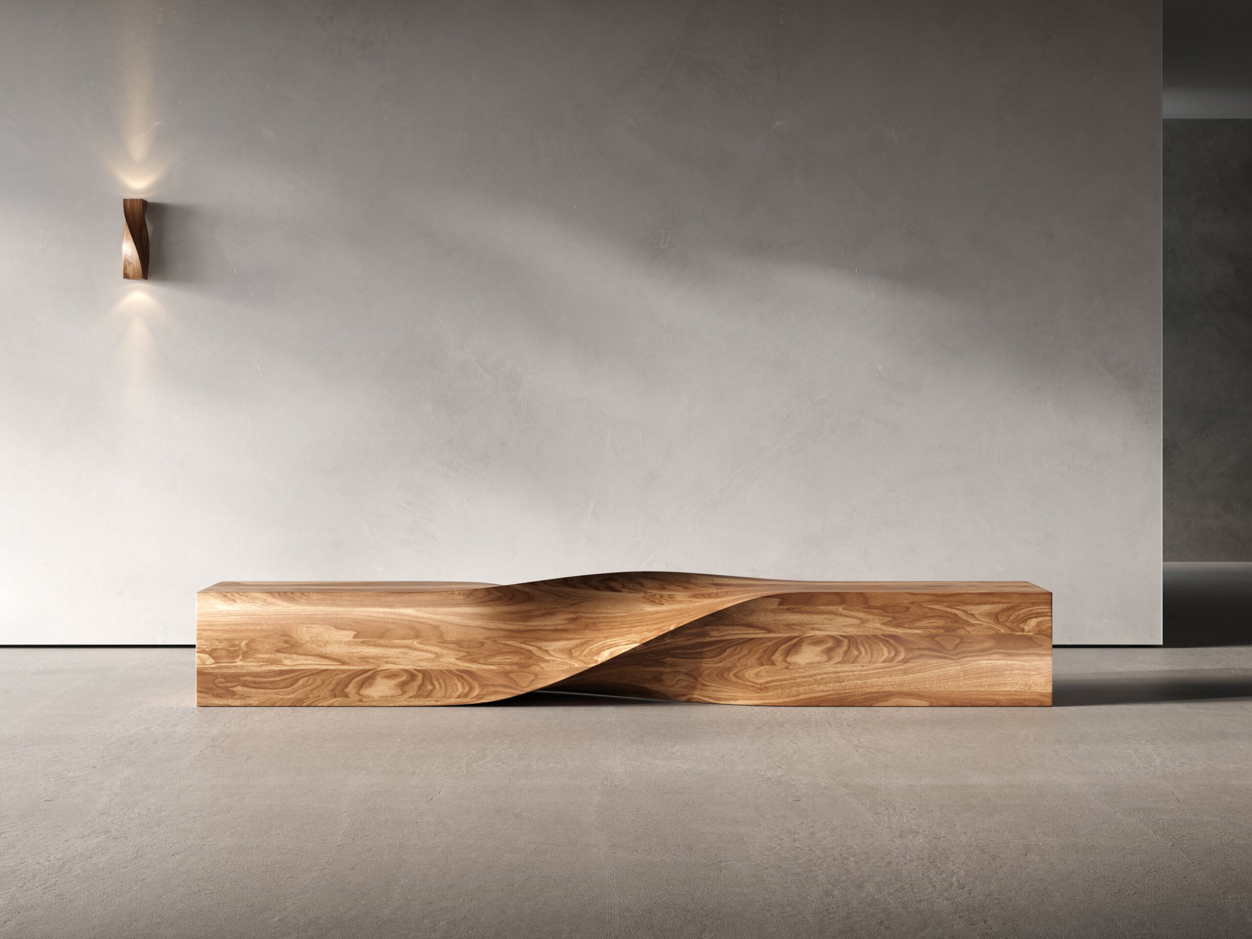product modeling of bench made from wood