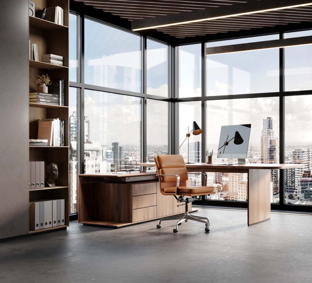 Rendu 3D d’un fauteuil de bureau
