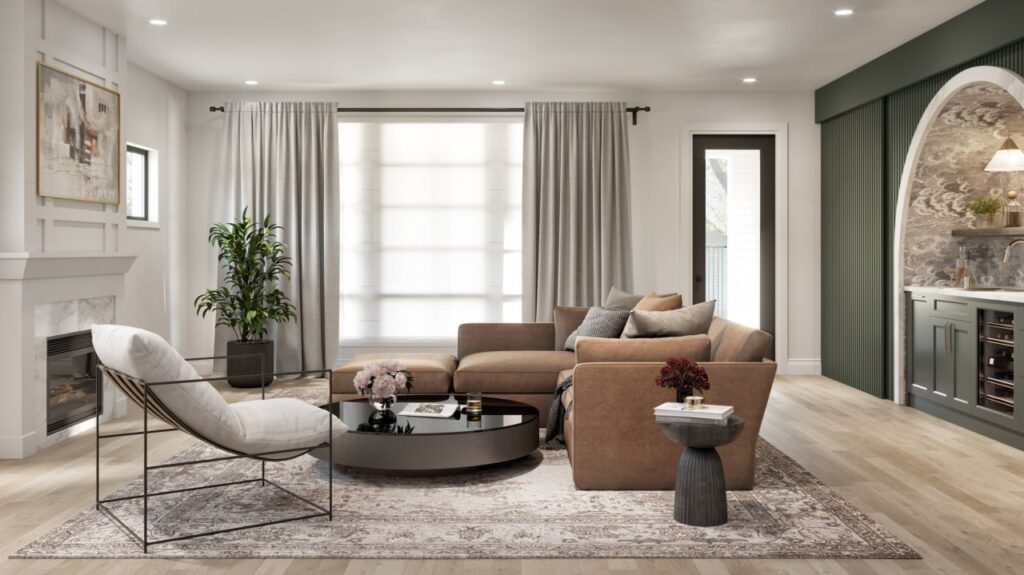 interior render of living room in the daylight