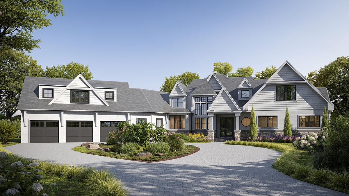 classic style house architectural 3d render