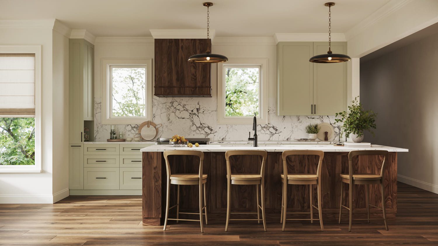 3D interior rendering of a kitchen, a single-room visualization in the $300 to $2,000 range