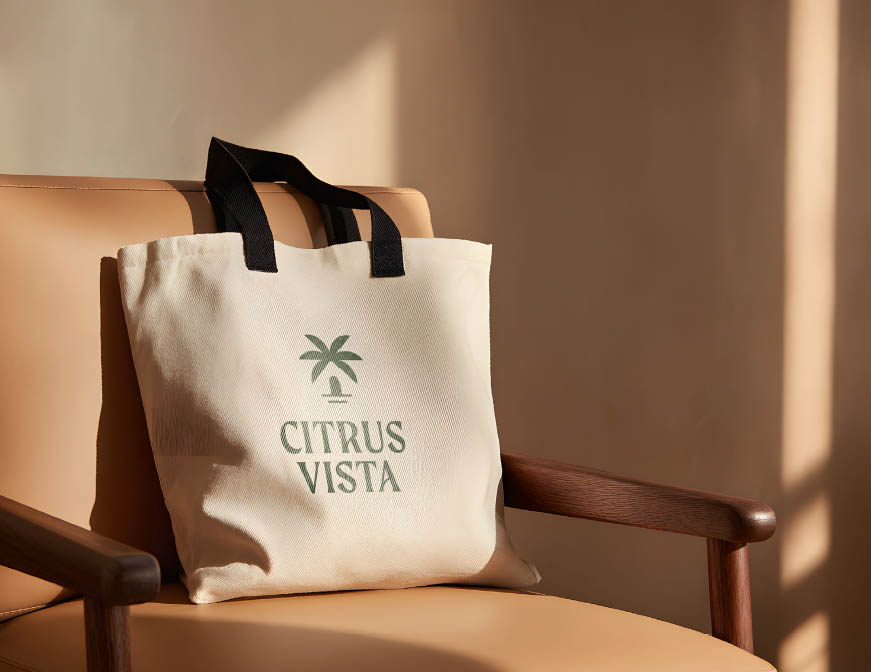 Branded tote bag with logo for Citrus Vista real estate development