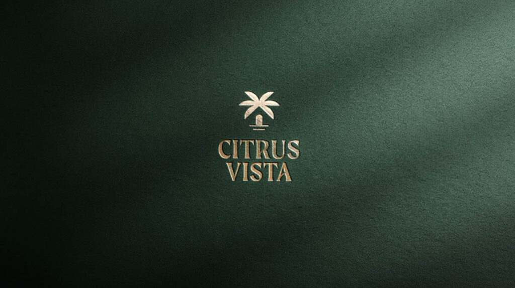 Logo de la marque immobilière Citrus Vista sur fond texturé