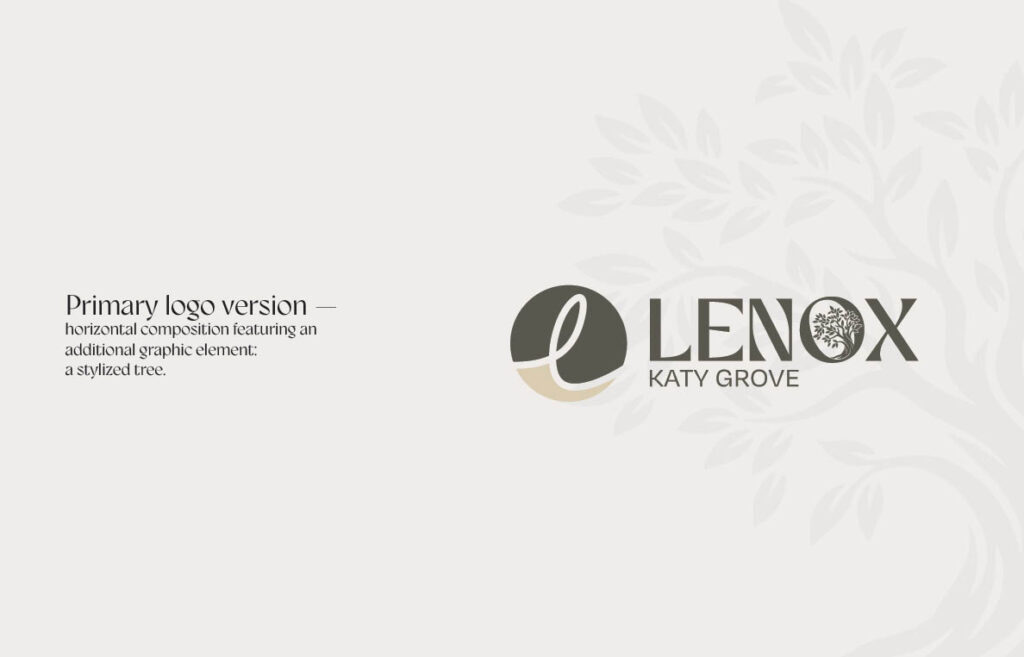 Logo principal de l’identité de marque immobilière Lenox Katy Grove