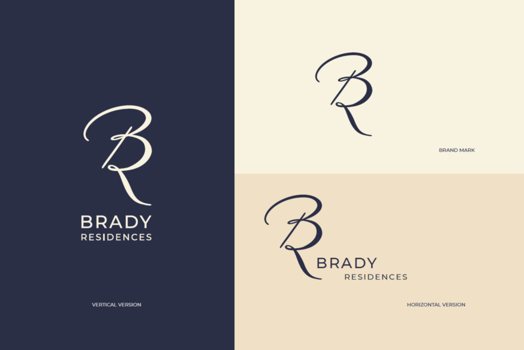 Variantes de logo pour l’identité de la marque immobilière Brady Residences