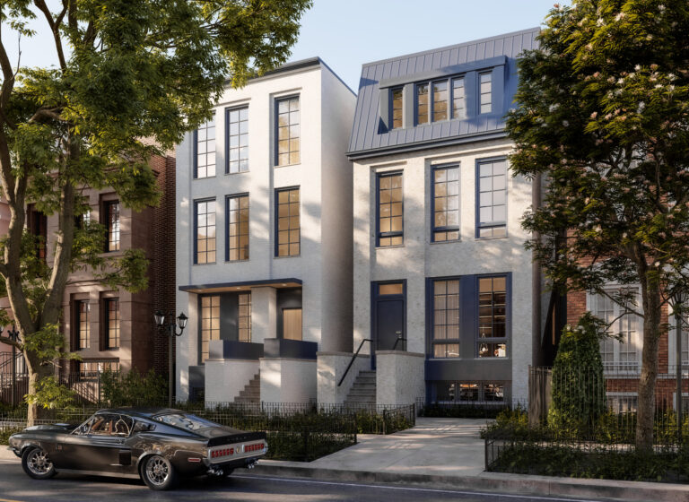 Chicago street visualization with old fashion car