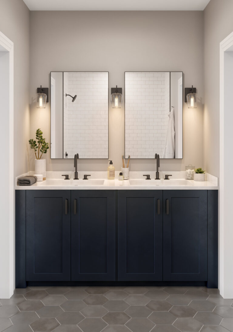 White and blue bathroom