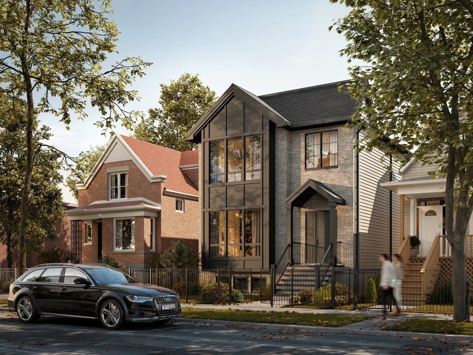 architectural render of a townhouse in Chicago