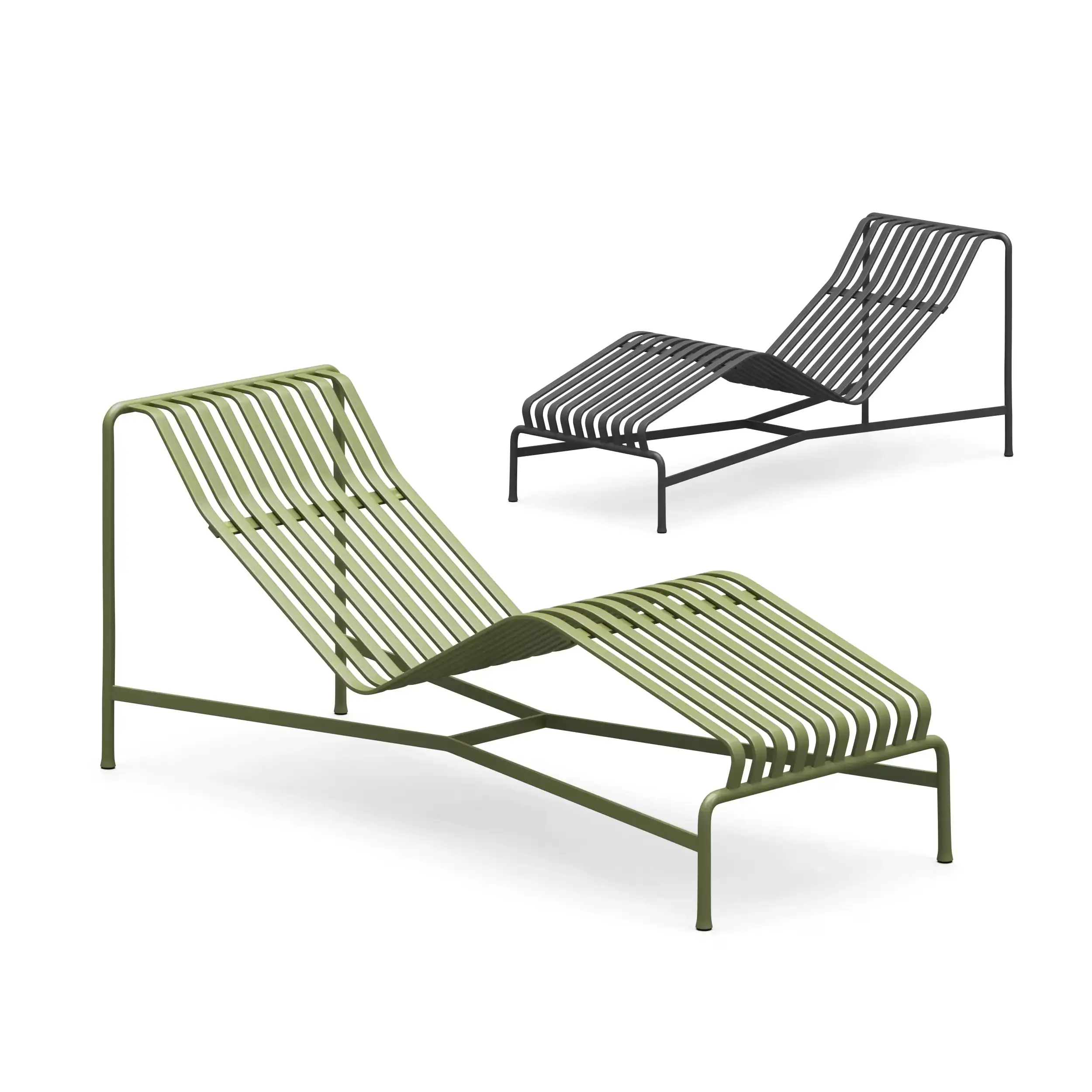Möbel-Rendering von Chaiselongue auf grüner Farbe