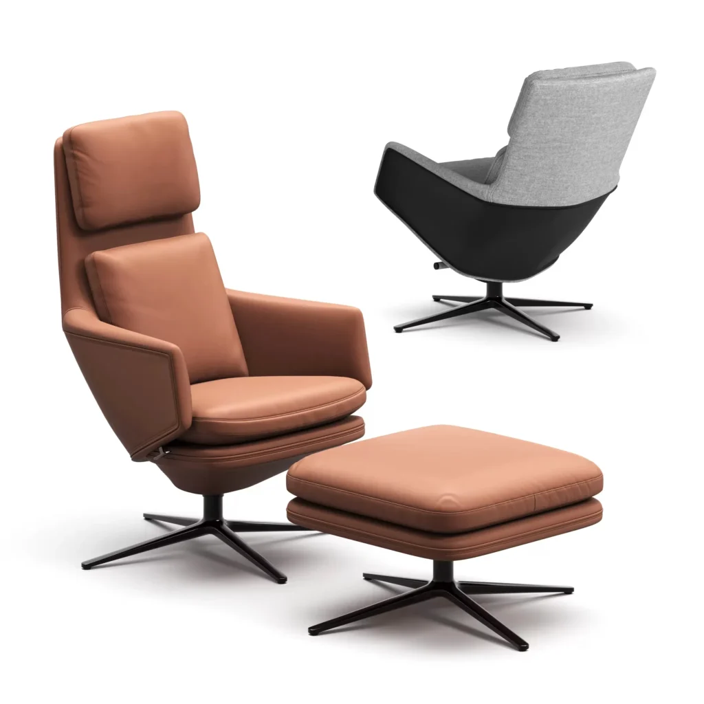 Modélisation 3D d’un fauteuil de bureau brun