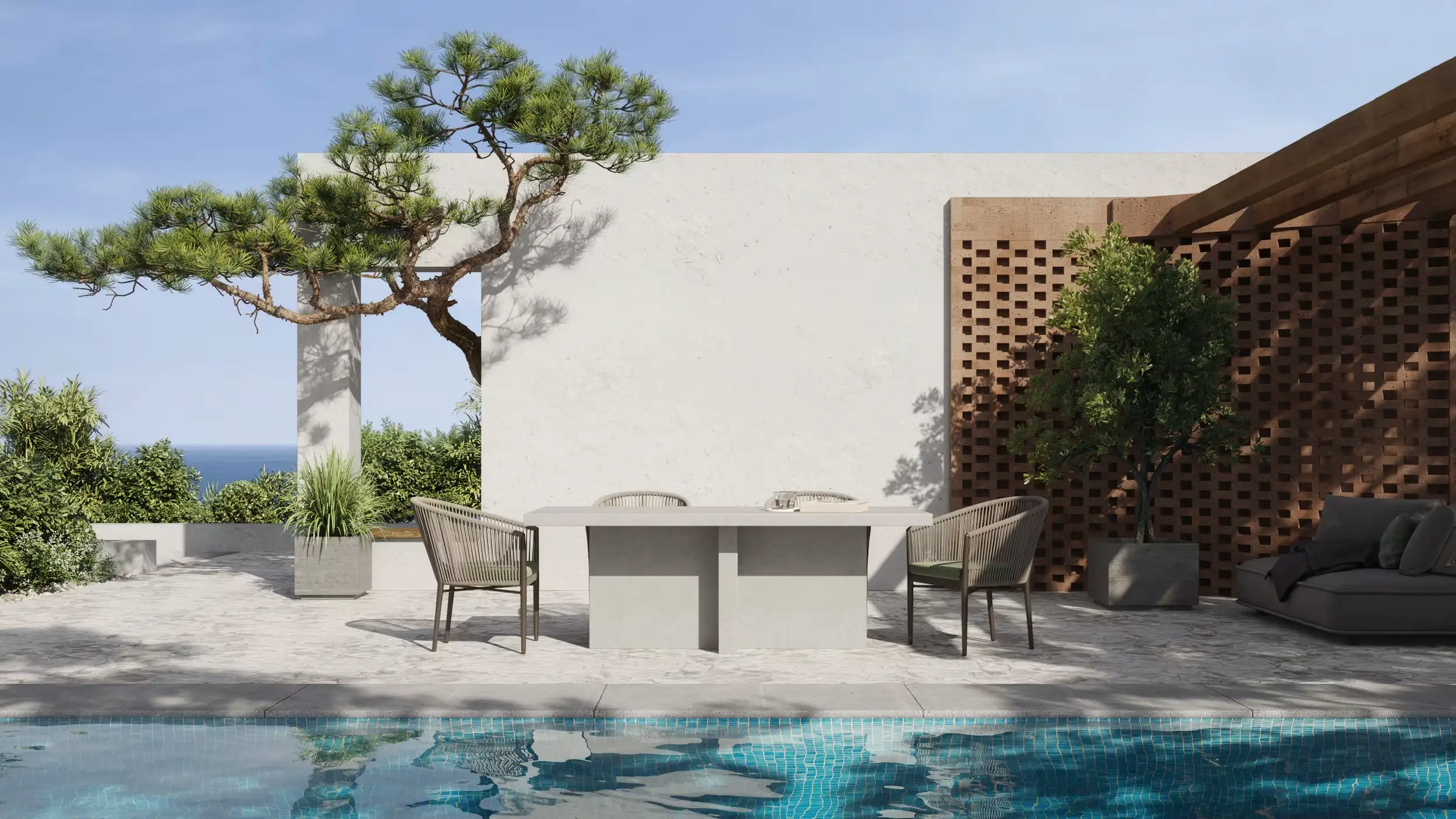 poolside furniture rendering