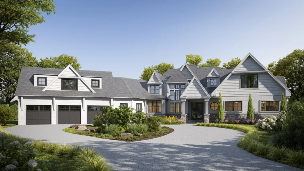 Rendu architectural 3D d’une maison de style classique