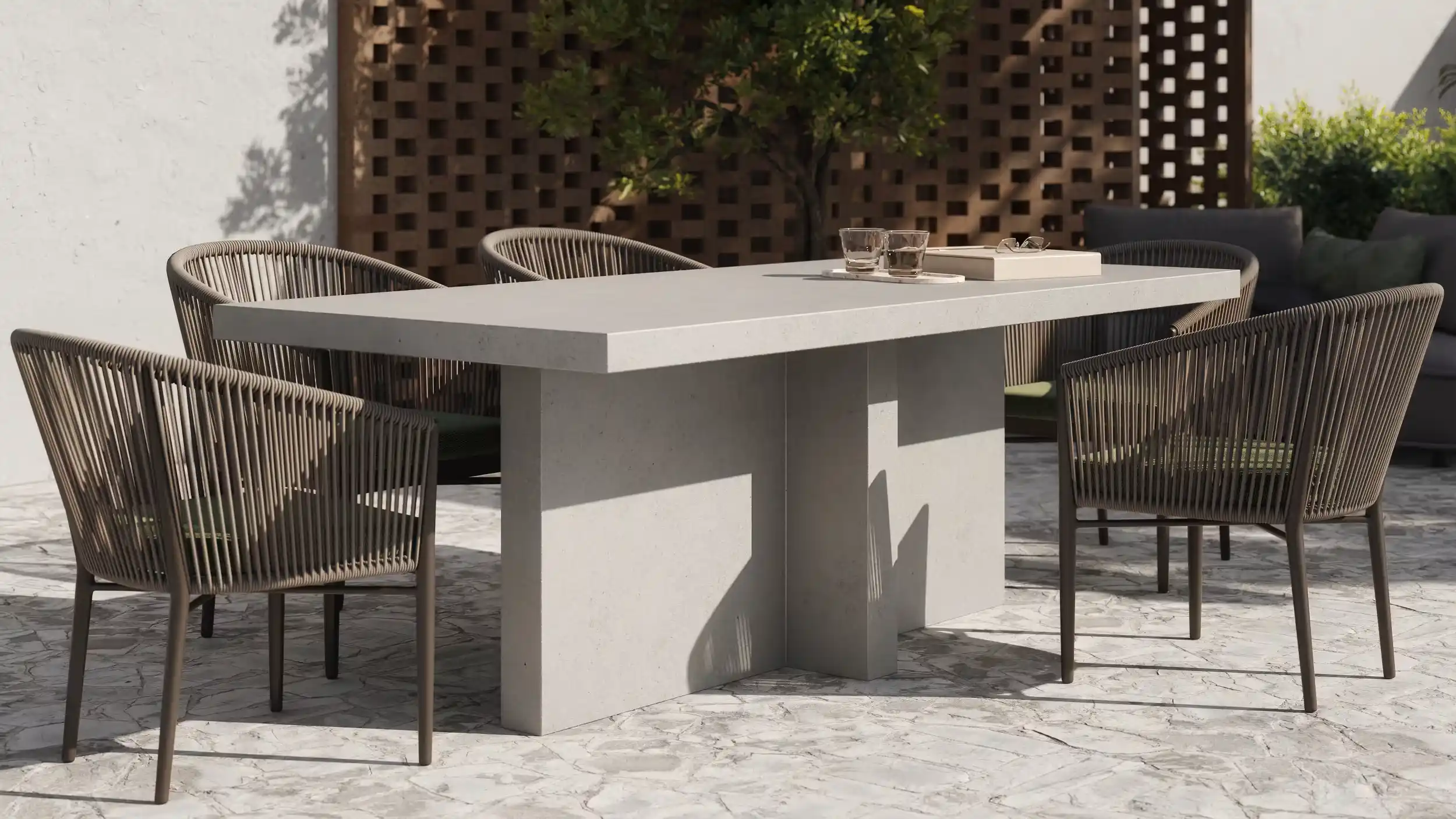 rendering of a gray concrete pool table