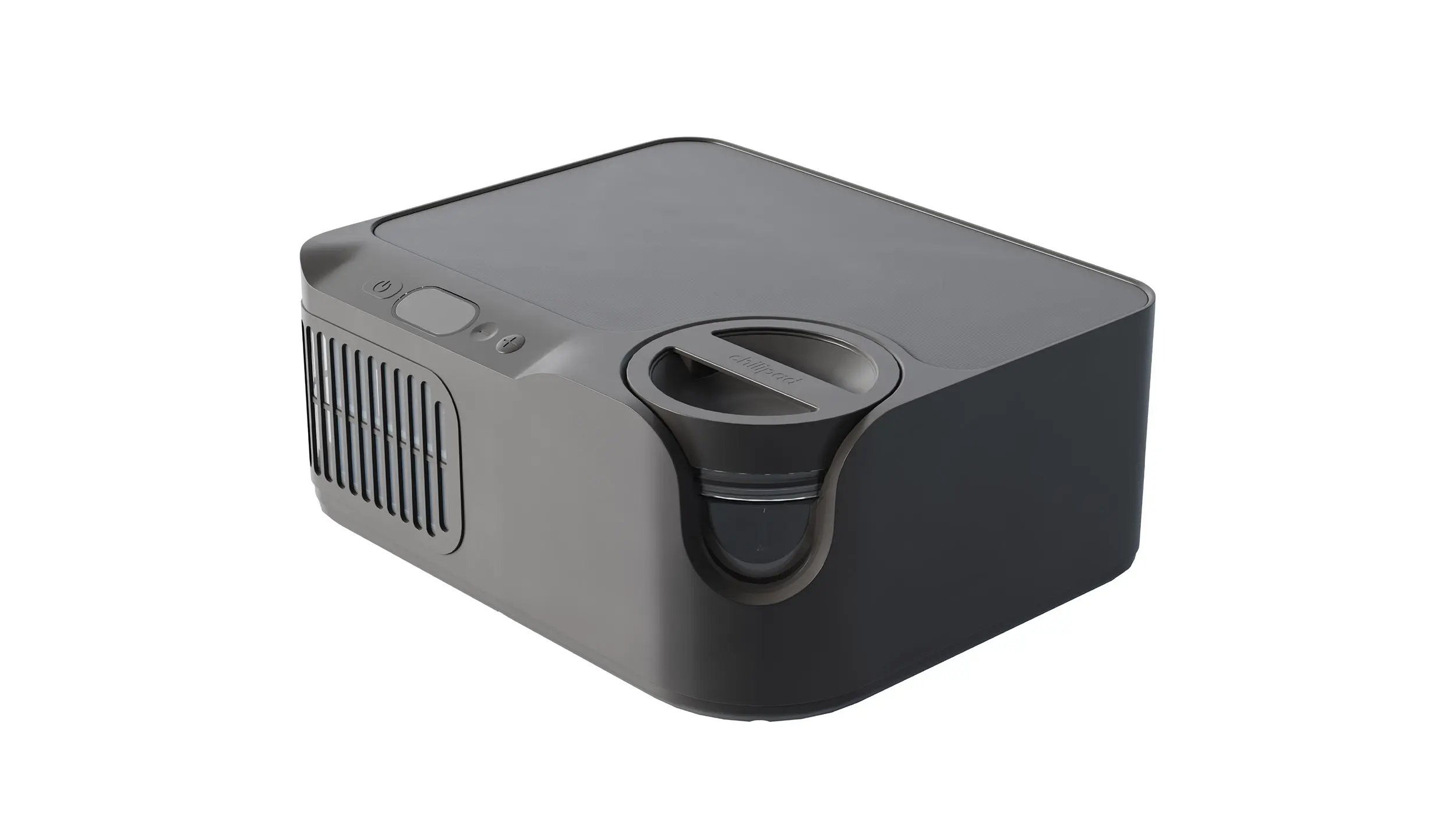 Photorealistic 3D render of the Chilipad Dock cooling unit on white background