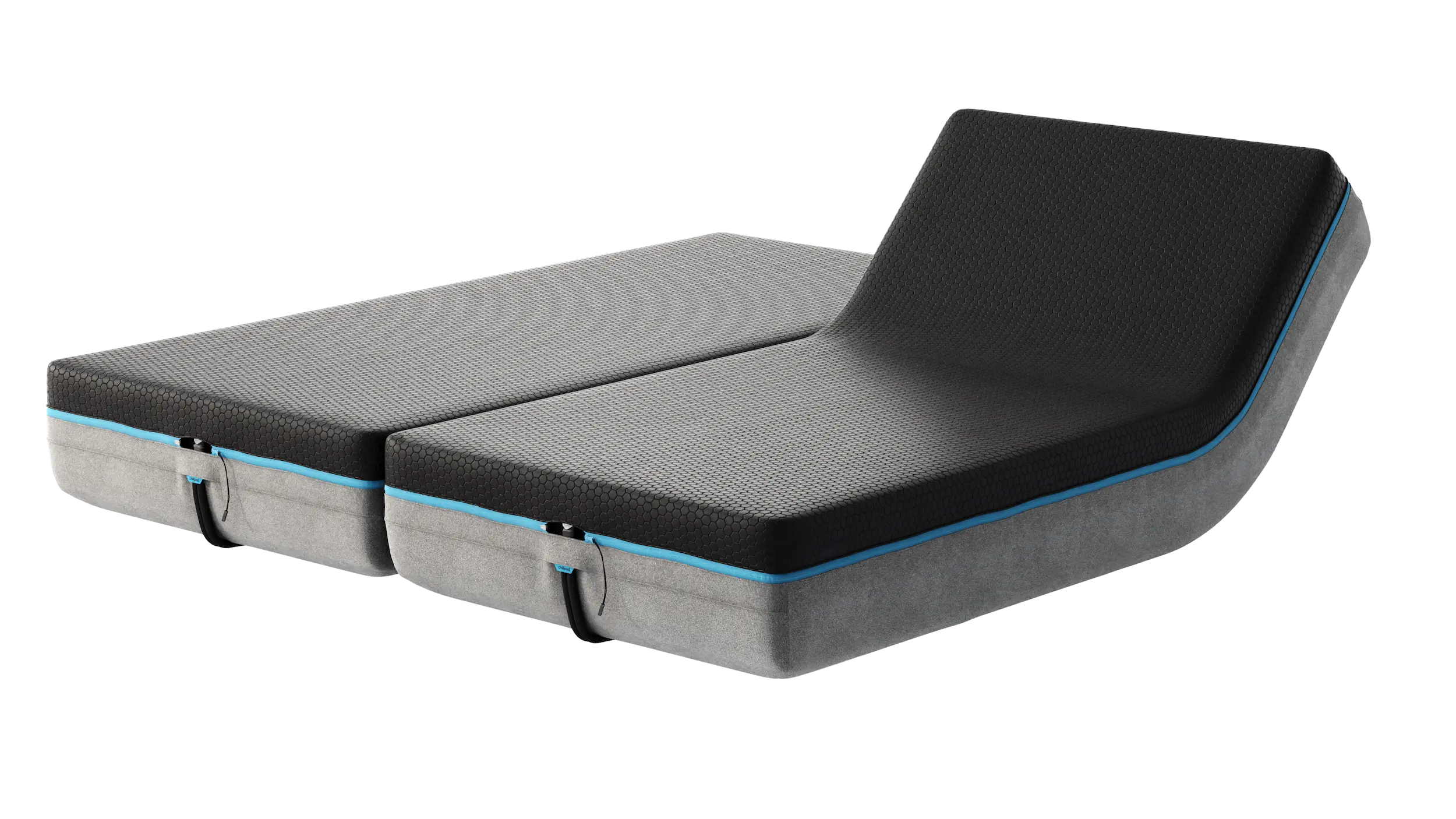 3D product rendering of a Chilipad foldable mattress base on white background