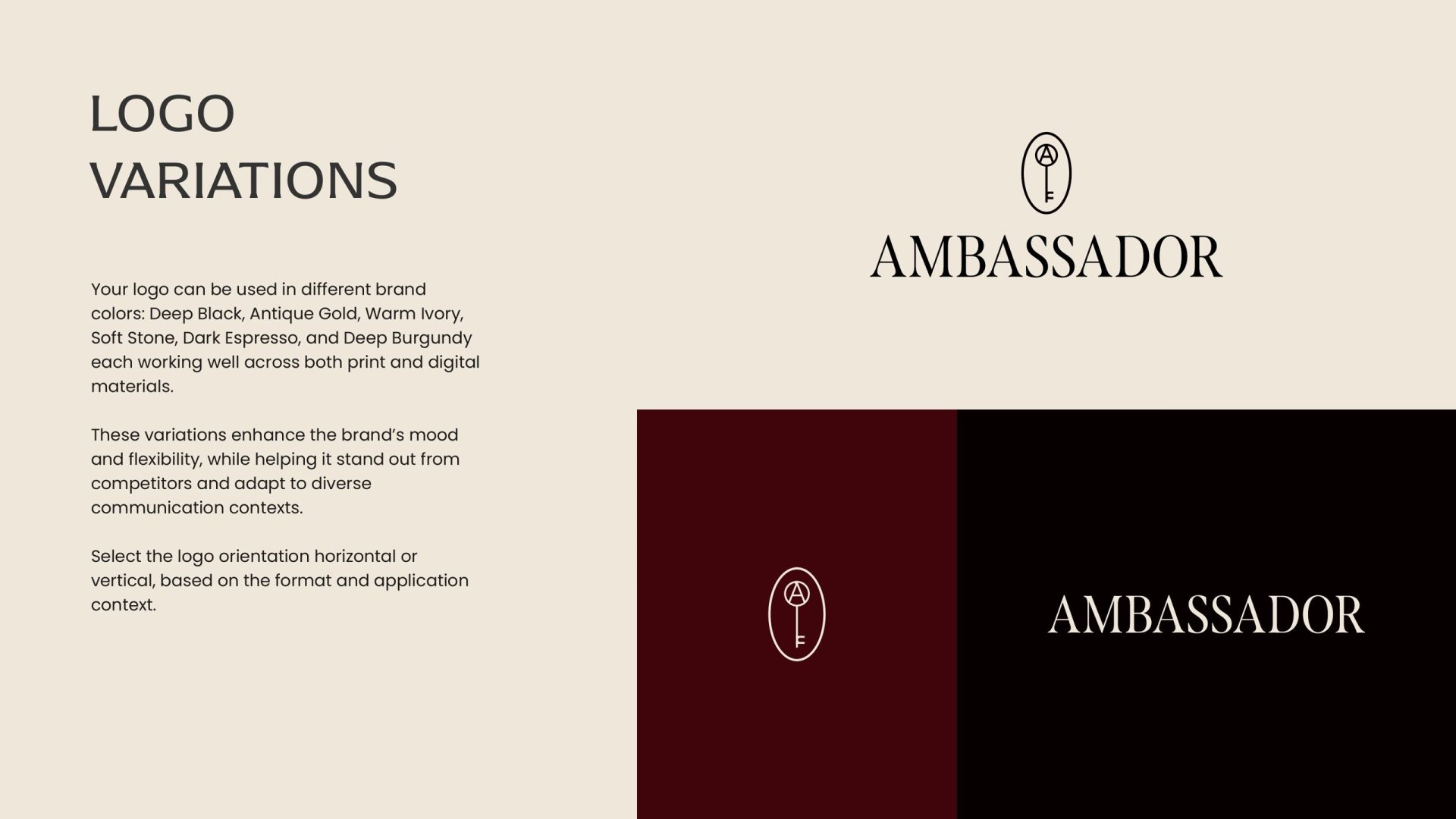 The Ambassador logo colourways