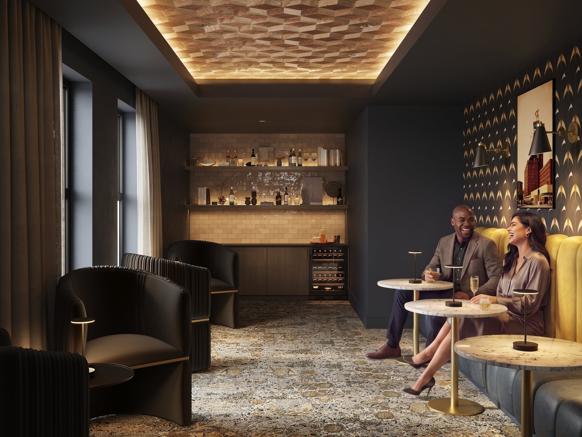 The Ambassador speakeasy lounge, 3D rendering