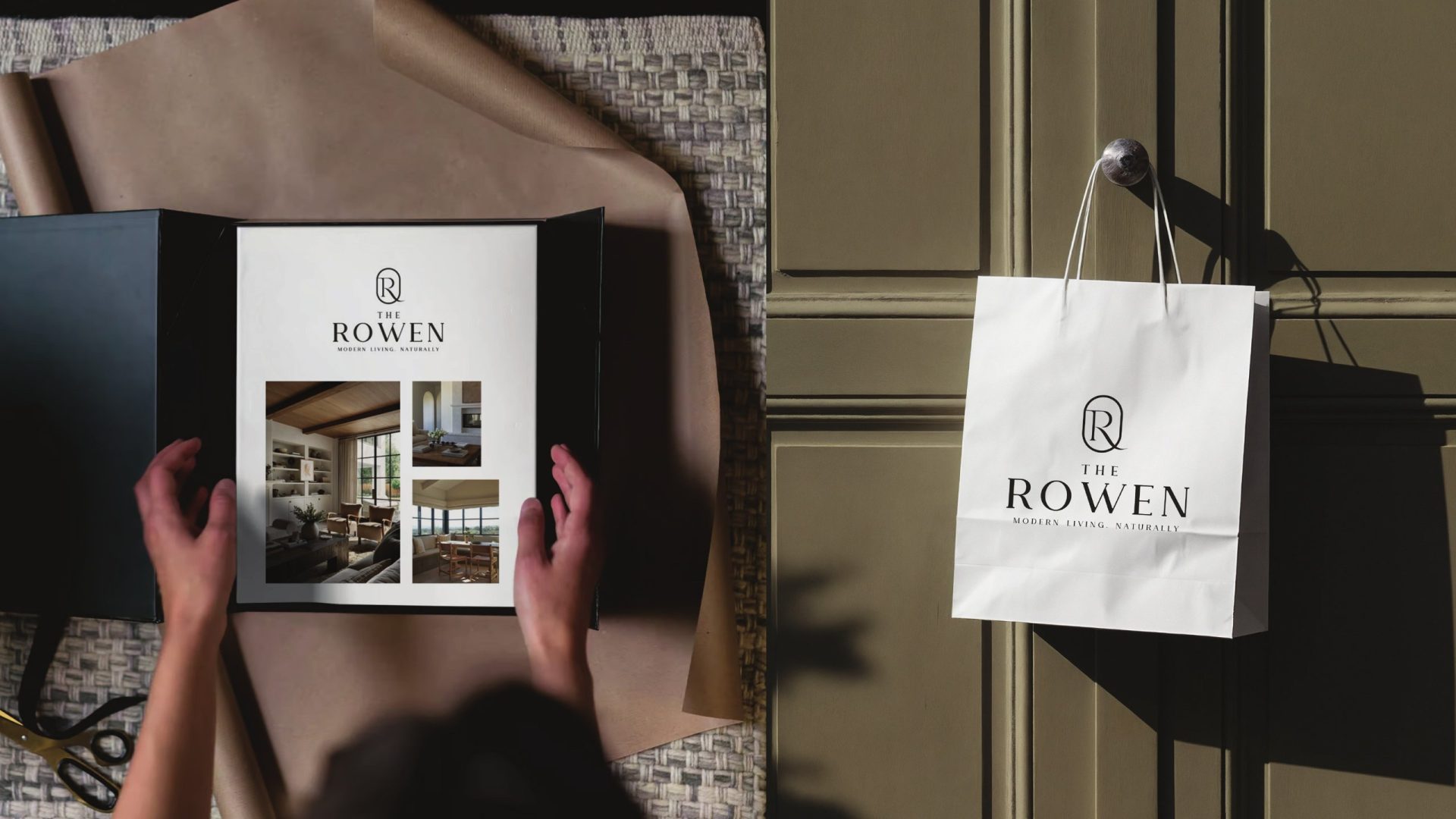 The Rowen bag and brochure