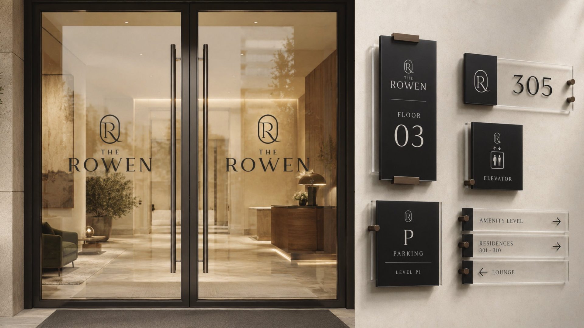 The Rowen signage and wayfinding