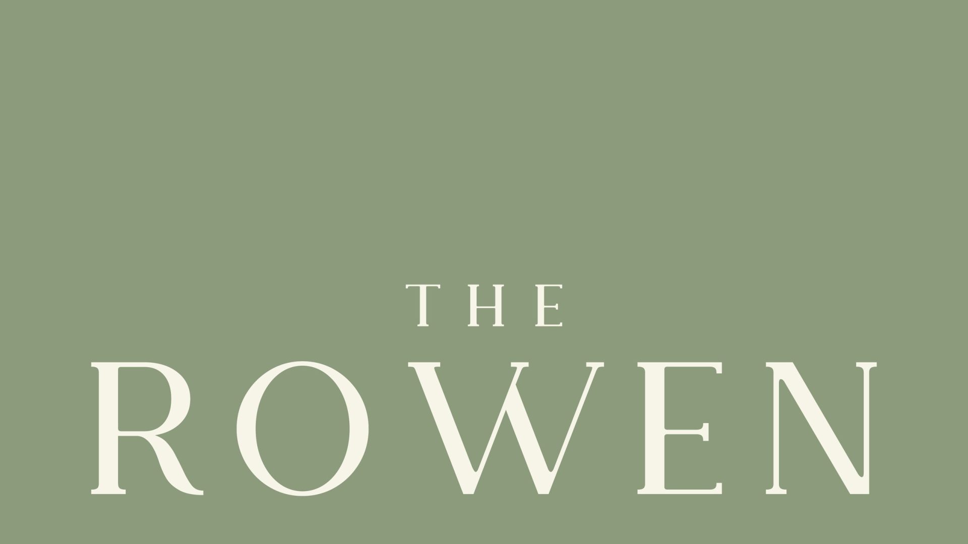 The Rowen wordmark on muted green