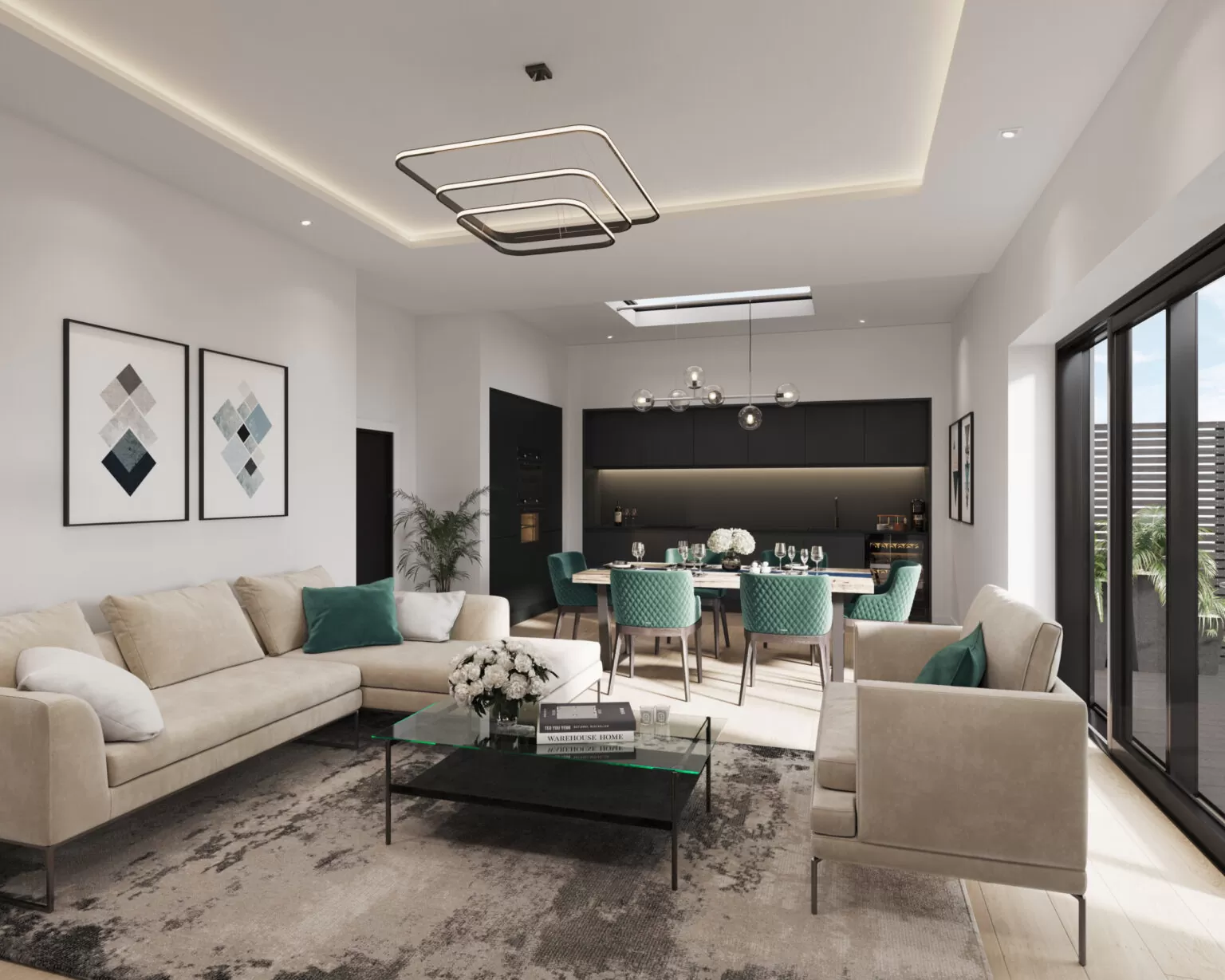 light living room in a modern style in natural light