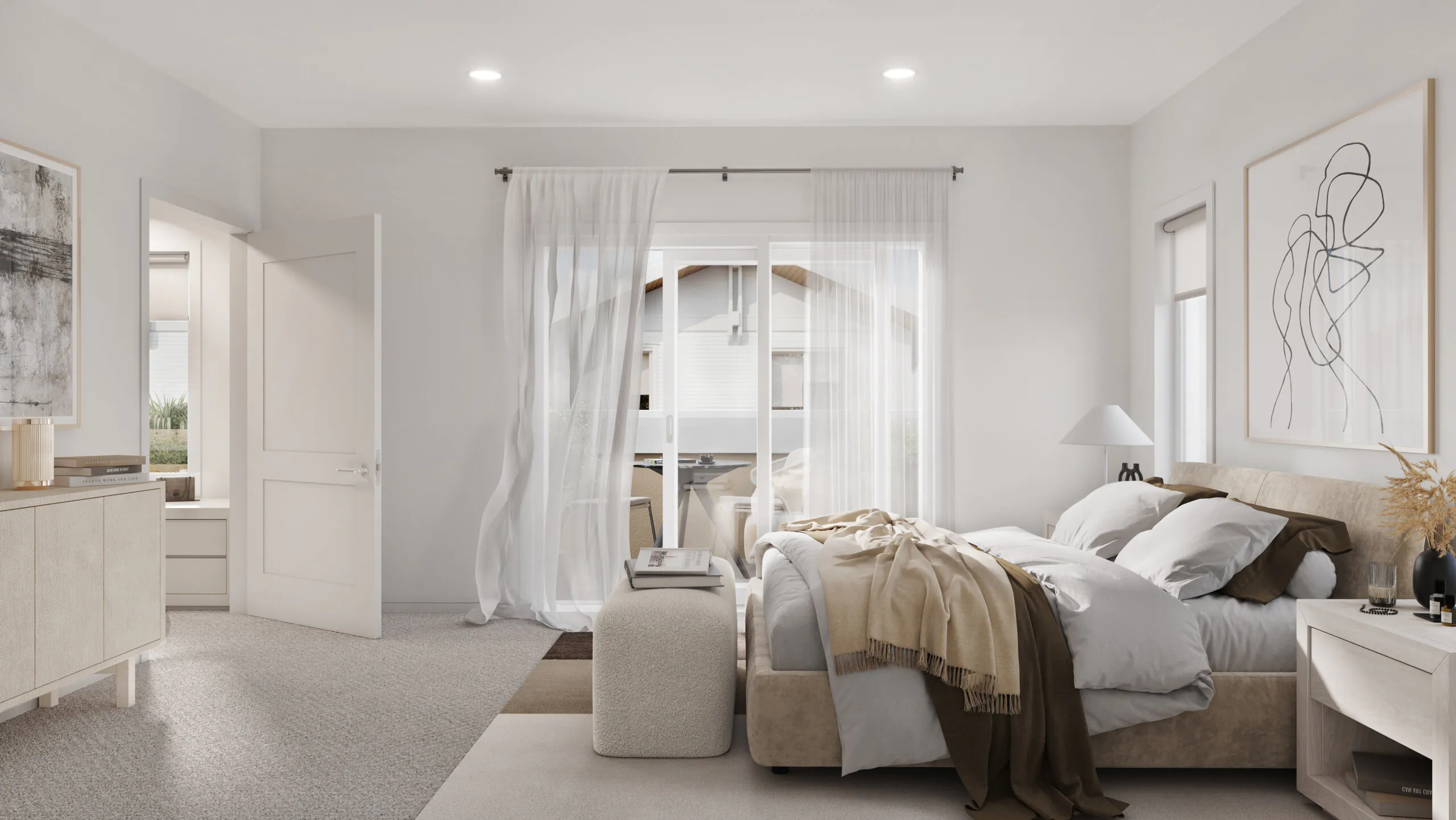 Photorealistic 3D interior rendering of the bedroom