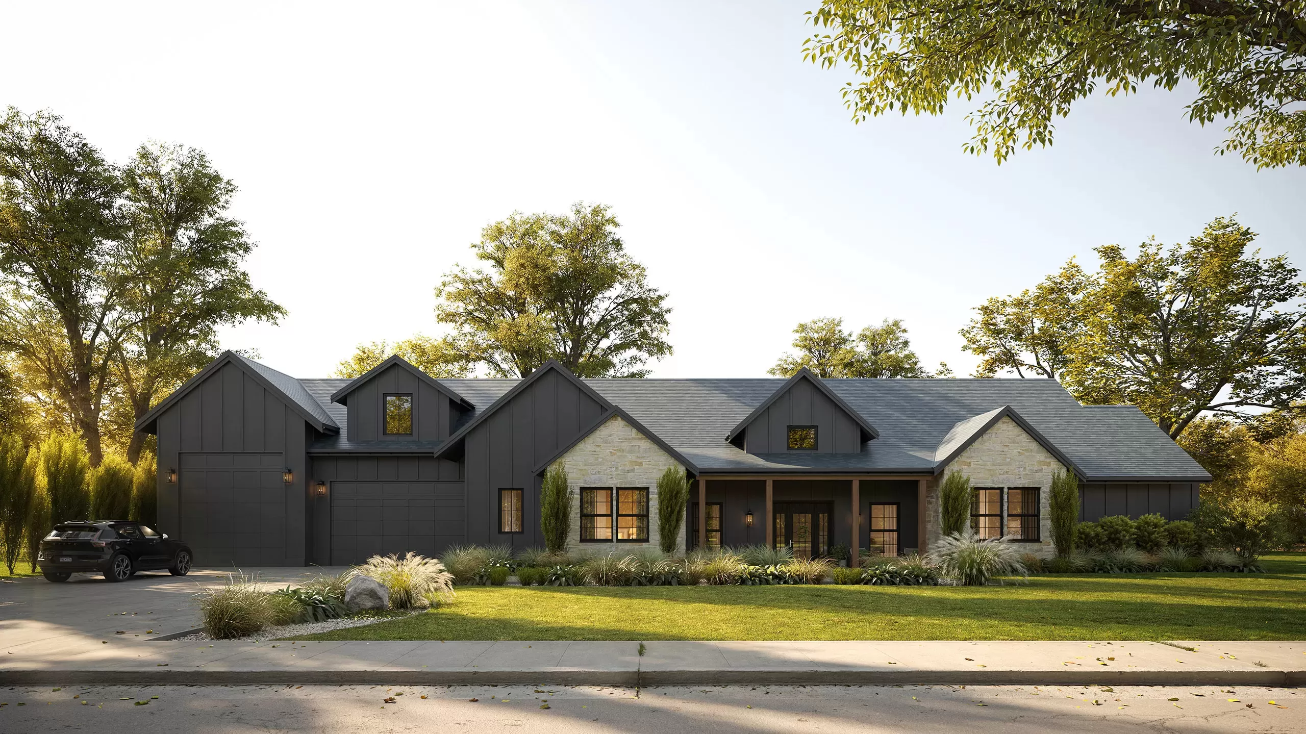 3D realistic exterior rendering of country house