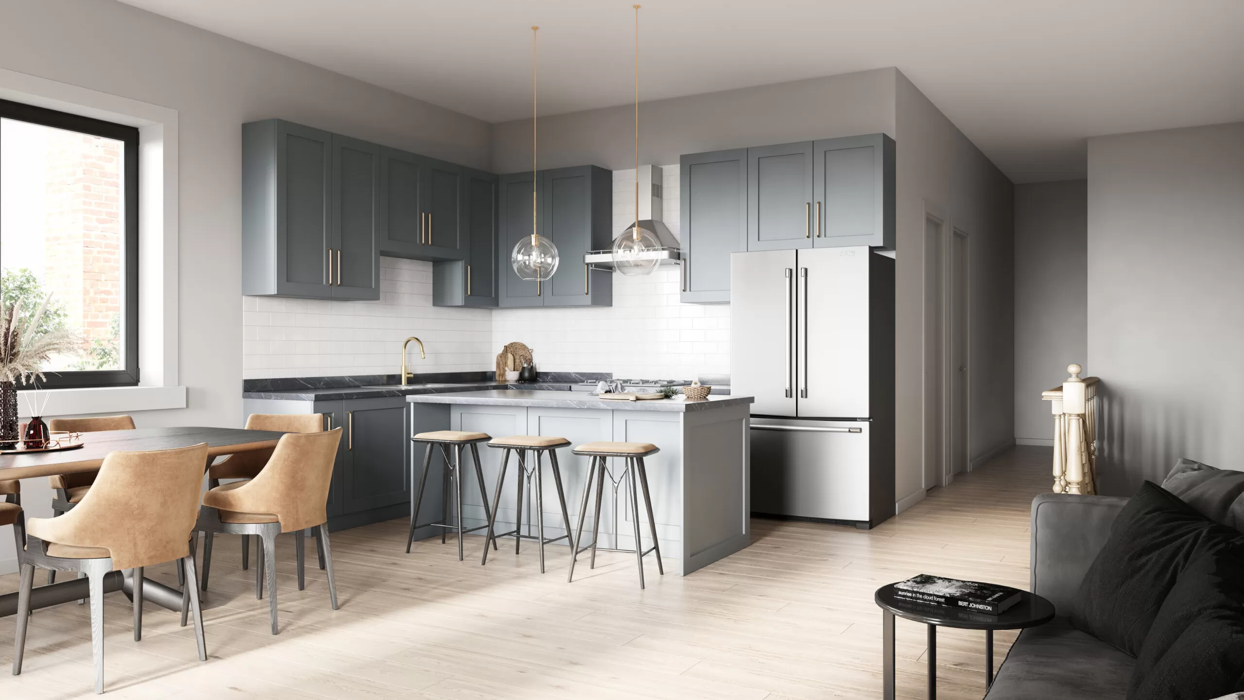 3d render of kitchen in daylight