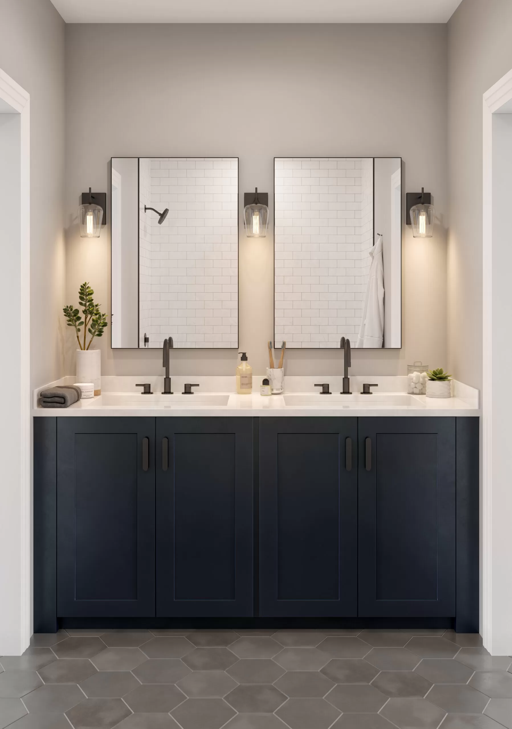 bathroom rendering in white color