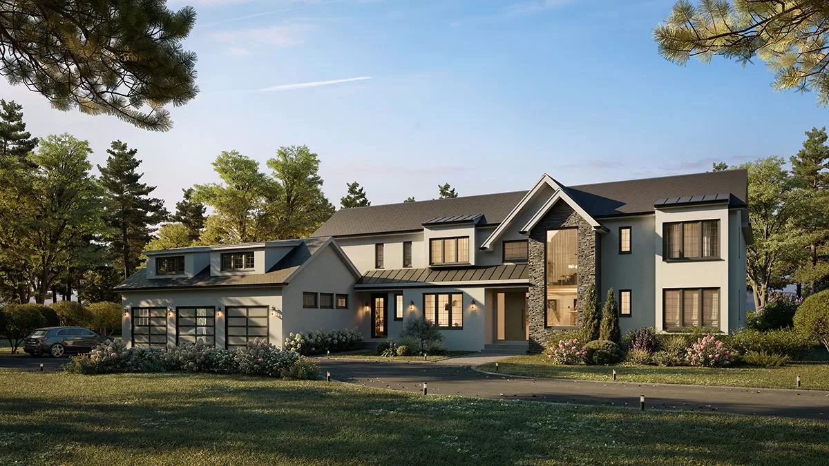 exterior rendering of the house in countryside