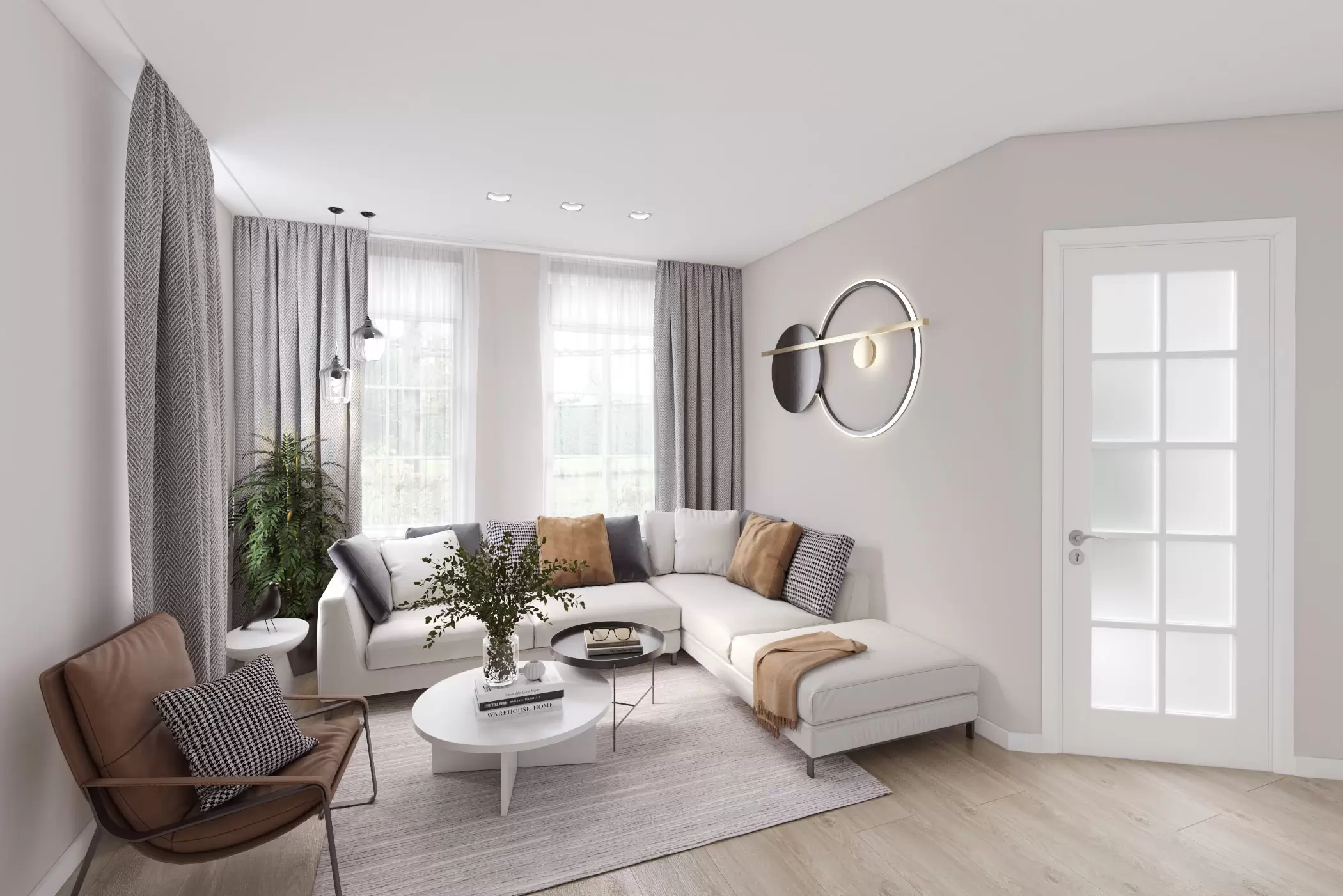 virtual staging services of living room in a white color